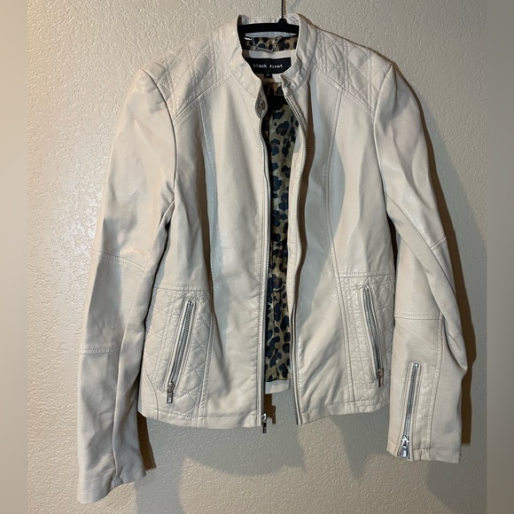 Black Rivet Women's Light Beige Leather Jacket - Picture 1 of 5